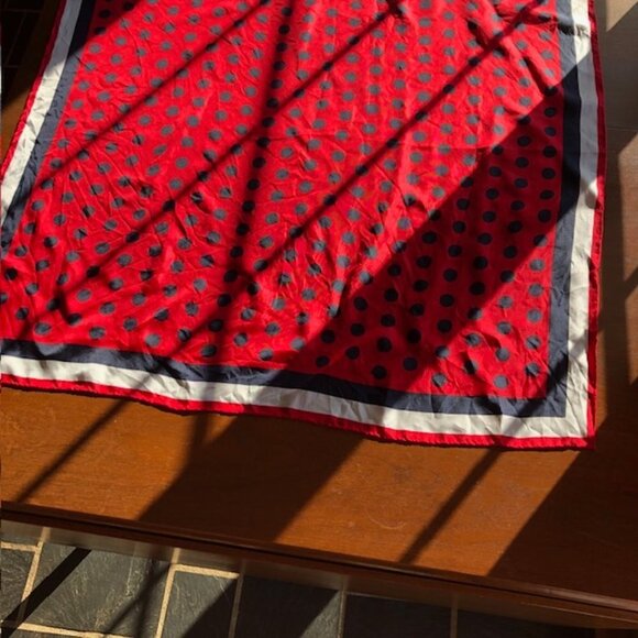 ST. JOHN Red White Blue Polka Dot Square Scarf Vintage Rare - Picture 13 of 16
